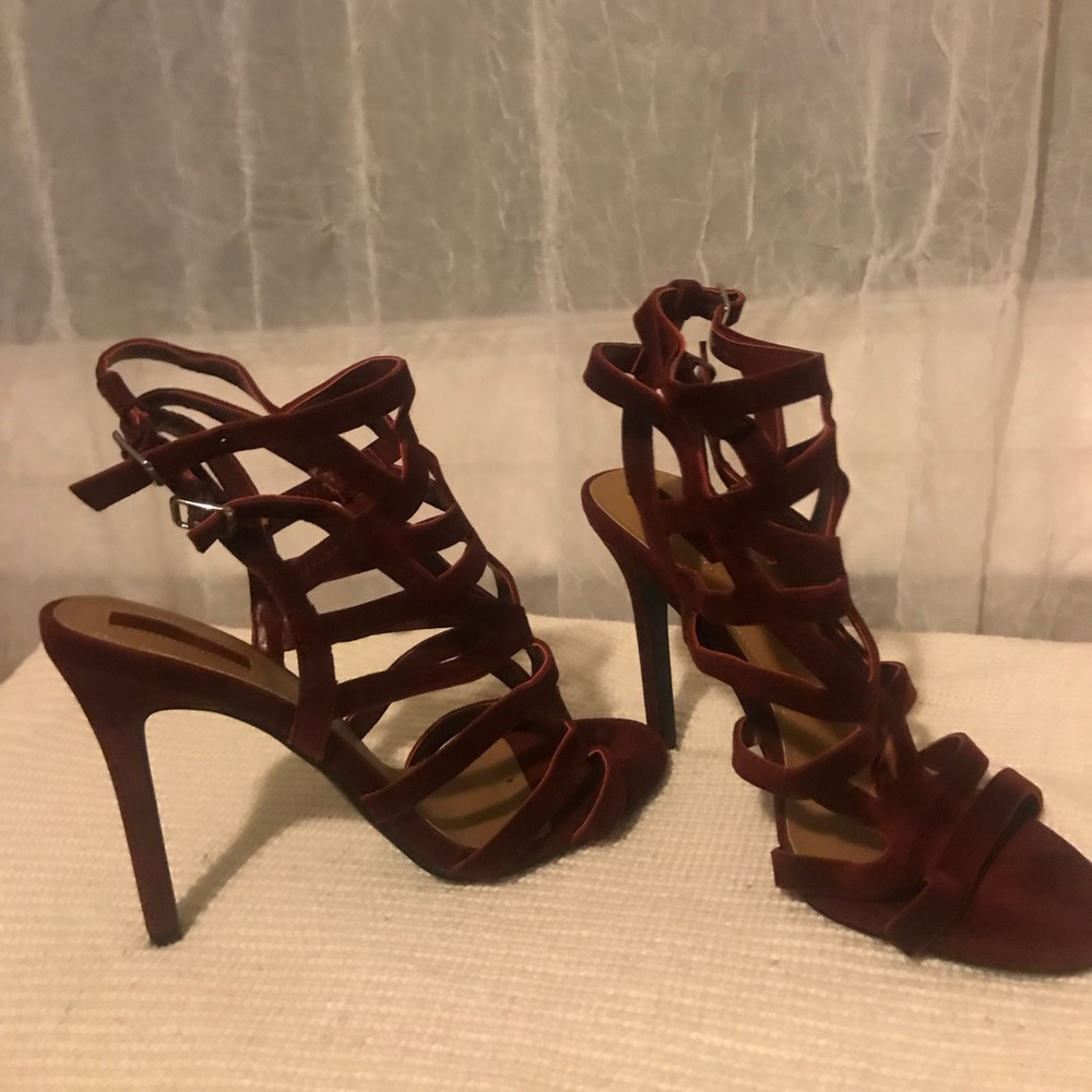 Cute Wine Colored Strappy Heels